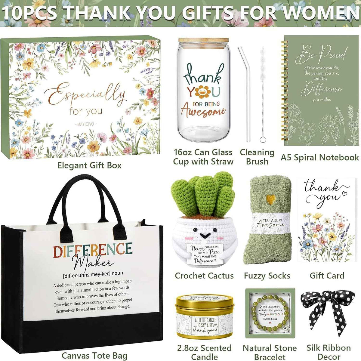 Thank You Gifts for Women Teacher Appreciation Gifts for Coworkers Employee | Bosses Day Employee Appreciation Gifts for Nurse Staff, Birthday Christmas Farewell Office Thank You Gift Baskets w/ Tote Bag