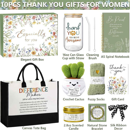 Thank You Gifts for Women Teacher Appreciation Gifts for Coworkers Employee | Bosses Day Employee Appreciation Gifts for Nurse Staff, Birthday Christmas Farewell Office Thank You Gift Baskets w/ Tote Bag