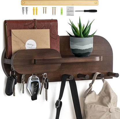 Solid Wood Wall Mail & Key Holder - Field & Blessing