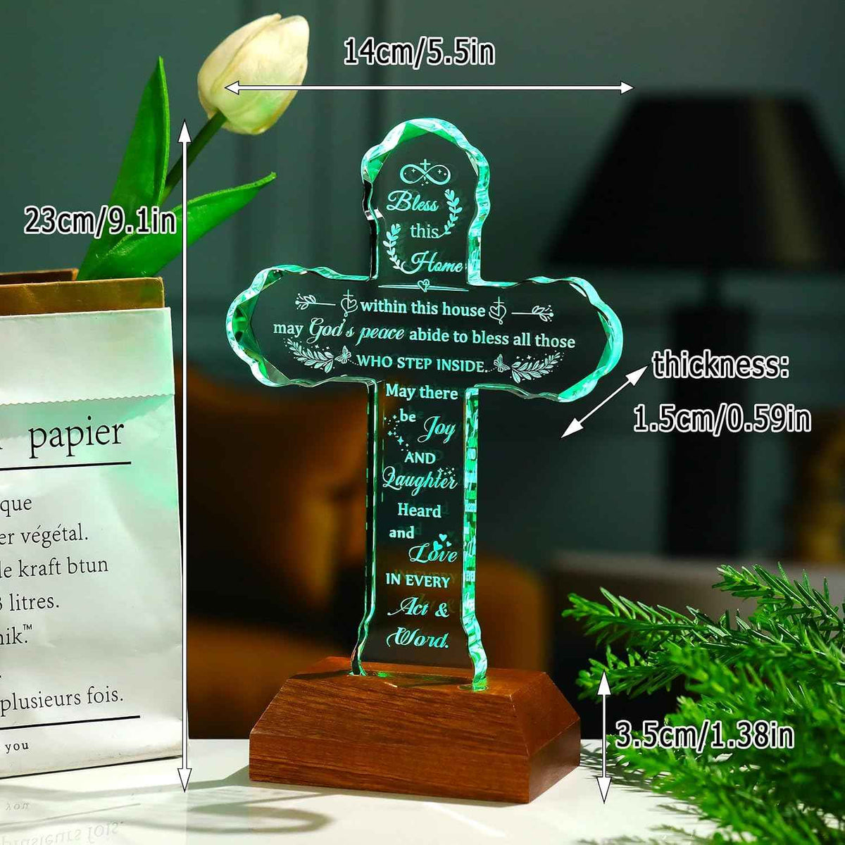 Ornalrist House Warming Gifts New Home for Women Men Glass Stand Cross | Housewarming Religious Blessing Keepsake for Him Her, New Home Gifts Ideas for New Homeowner, House Warming Present Decor