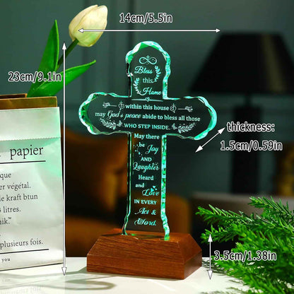 Ornalrist House Warming Gifts New Home for Women Men Glass Stand Cross | Housewarming Religious Blessing Keepsake for Him Her, New Home Gifts Ideas for New Homeowner, House Warming Present Decor