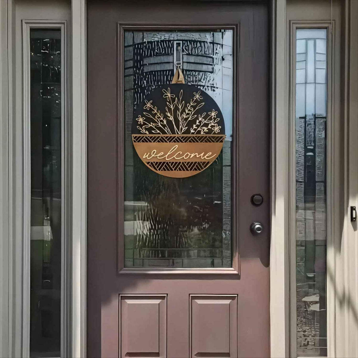 3D Welcome Sign for Front Door, Rustic Round Wood Wreaths Wall Hanging Modern Farmhouse Decor, House Warming Gifts New Home, Porch Fence Decorations for Spring Summer Fall All Seasons Holiday Outdoor
