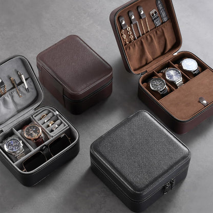 Three-Slot Travel Watch Case in Black