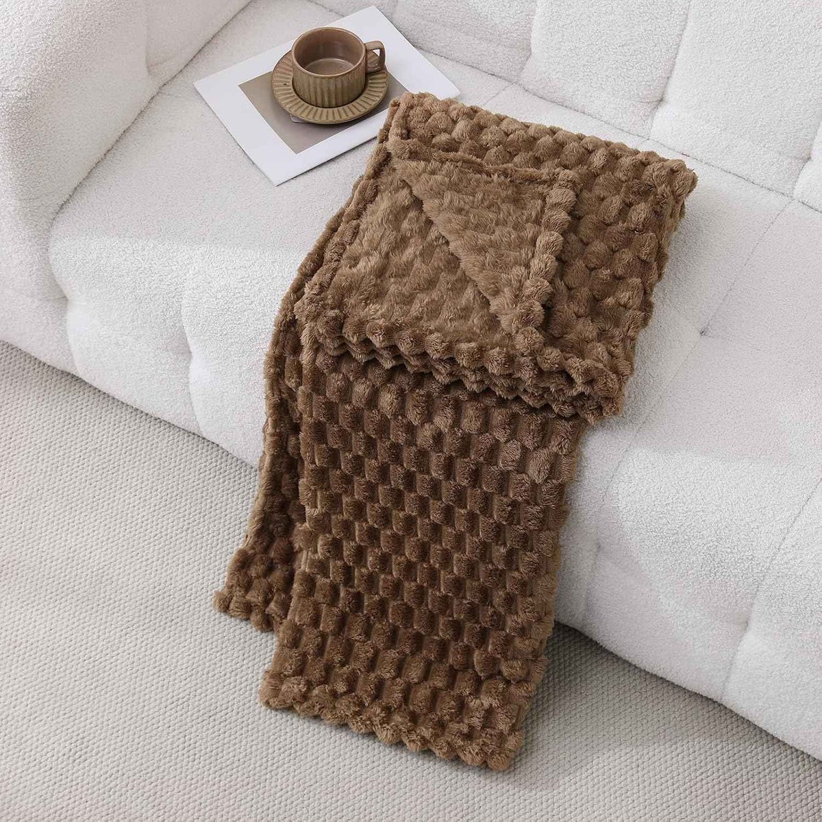 Brown Plush Fleece Throw Blanket