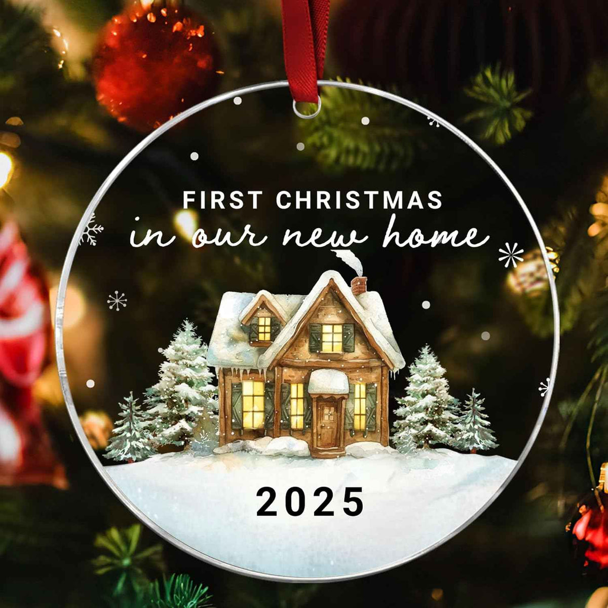New Home Christmas Ornament 2025 – First Christmas in Our New Home Acrylic Keepsake – First Home Christmas Ornament – Housewarming Gift for Couples, Family, or Homeowners