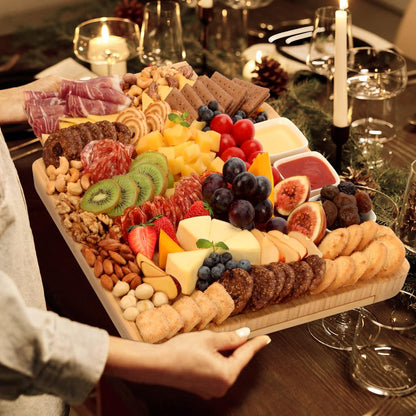 Charcuterie Board Set - FamRica Cheese Board with 2 Drawers, Bamboo Cheese Tray Serving - Unique, Wedding, Housewarming, Birthday Gifts