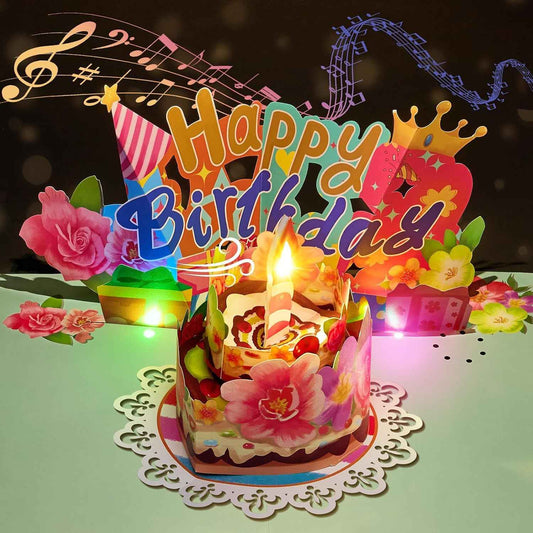 Airpark Birthday Card, Pop Up Birthday Cards for Women Light and Music | With Blow-Out Candle, 3D Interactive Birthday Greeting Card, Unique Birthday Gifts for Women, Mom, Wife, Friends