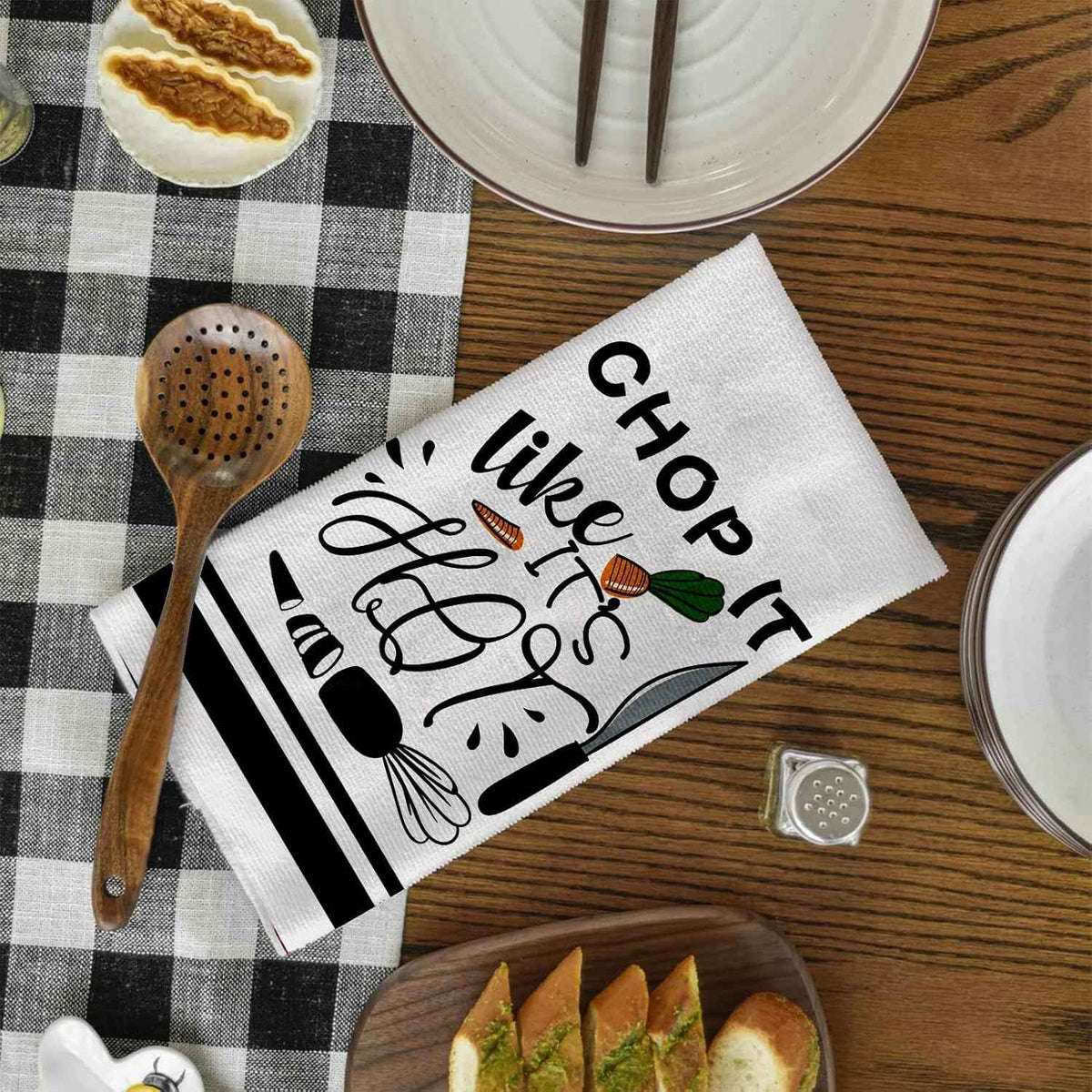 Funny Kitchen Towels and Dishcloths Sets of 4 Kitchen Towels with Sayings Egg Beater Rolling Pin Absorbent Drying Tea Dish Towel for Cooking Baking Home Decorations,18 x 28 Inch