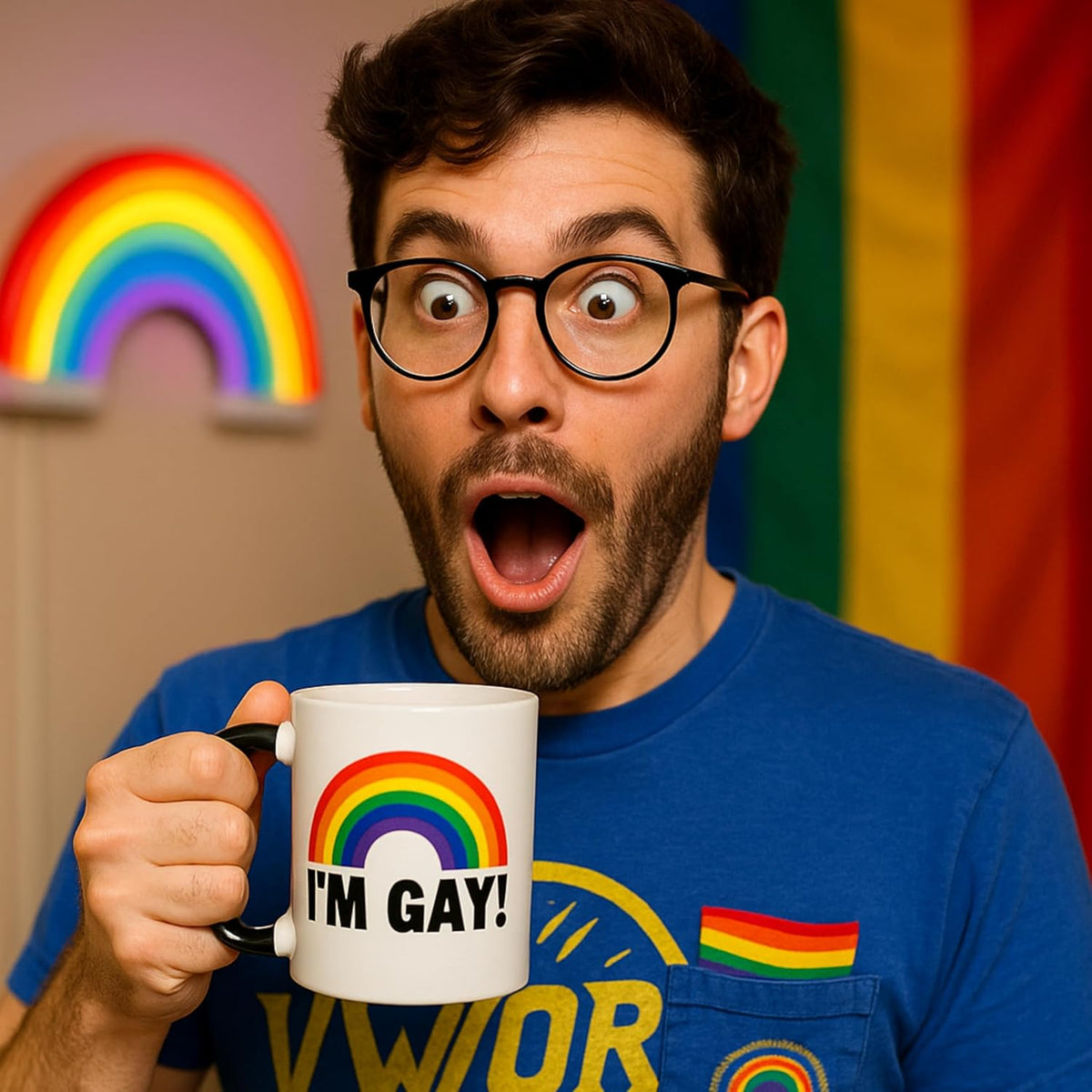Turtle Straws I'm Gay Rainbow Heat Change Coffee Mug – Funny Gag Gifts for Men, Prank Gift for Him, Brother, Coworker, Best Friend – Novelty Birthday Gift, Secret Santa, White Elephant