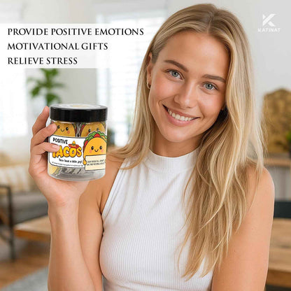 Positive Taco Jar 60 Positive Affirmation Cards Funny Birthday Gifts for Women Men Son Dad Mom Daughter Sister Friend Coworkers Student Teacher Back to School Gifts Mexican Fiesta Party Decorations