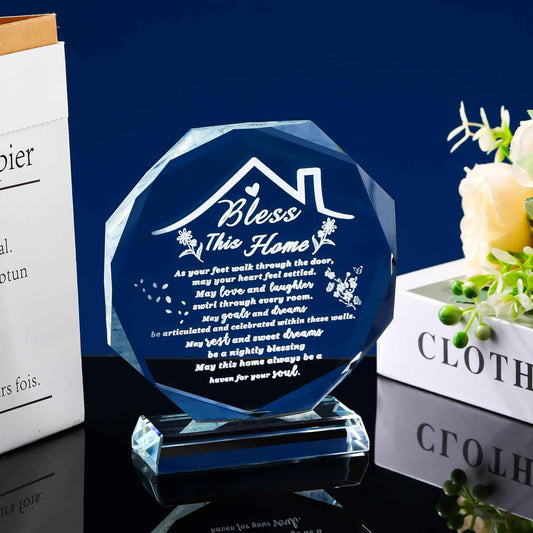 House Warming Gifts New Home Crystal Decor Plaque Housewarming Gift Keepsakes for New Homes for Couple Women Men Friends Bless this Houses Warming Gifts New Apartment