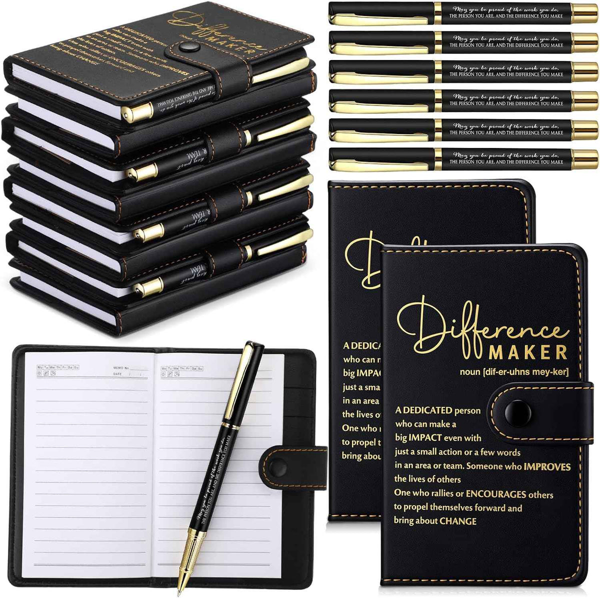 Marspark 10 Sets Difference Maker Gifts A5 Notebook with Pen | Employee Appreciation Thank You Gifts for Staff Nurse Teacher, Motivational Design for Men Women, Office Team Recognition