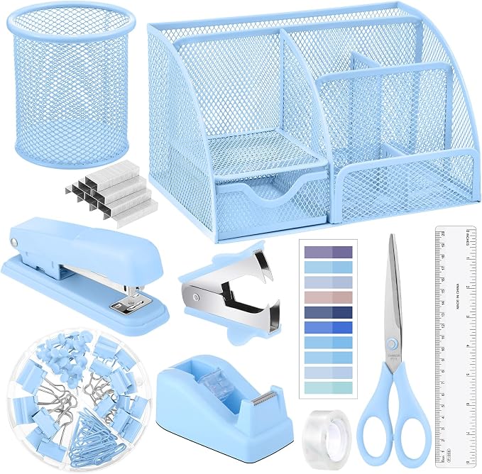 11-Piece Blue Desk Organizer Set - Field & Blessing