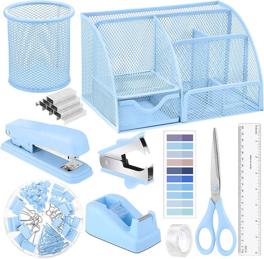 11-Piece Blue Desk Organizer Set - Field & Blessing