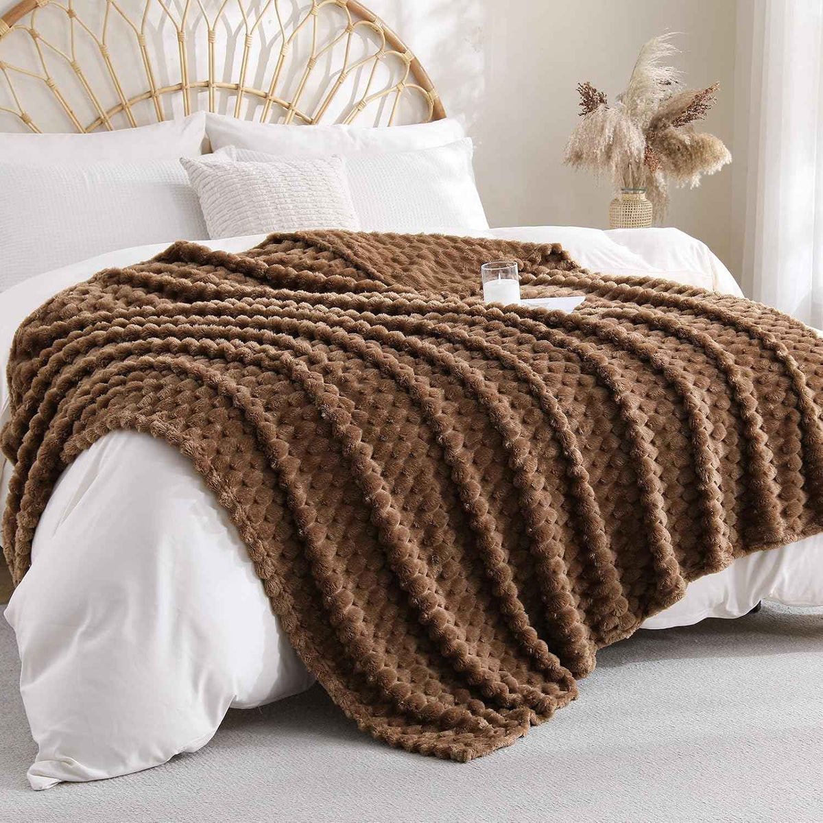 Brown Plush Fleece Throw Blanket