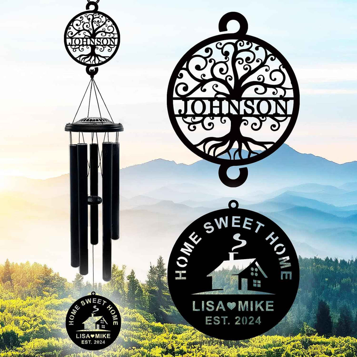Personalized Housewarming Wind Chimes,House Warming Gifts New Home | Custom New Home Gifts for Women, Men & Couples,Outdoor Decor for Patio, Garden & Yard