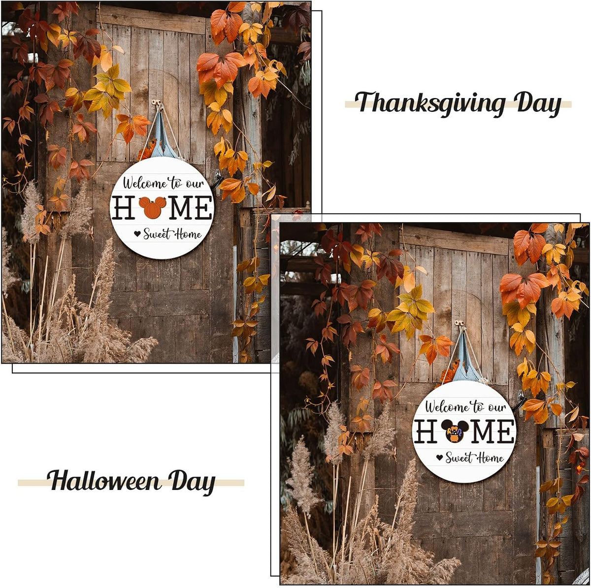 13 Pcs Interchangeable Welcome Sign for Front Door | Rustic Seasonal Mouse‑Themed Hanging Decor Ideal For Housewarming Gifts Outdoor Porch Home Wall And Front‑Door Decoration