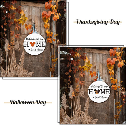 13 Pcs Interchangeable Welcome Sign for Front Door | Rustic Seasonal Mouse‑Themed Hanging Decor Ideal For Housewarming Gifts Outdoor Porch Home Wall And Front‑Door Decoration