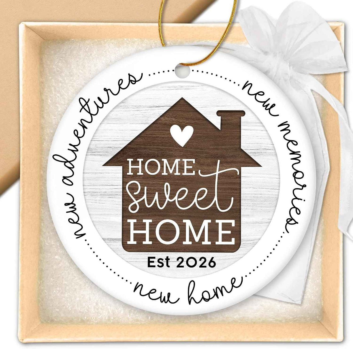 HEXMOZ New Home Gift Ideas - New Home Ornament 2026 | Best Housewarming Gifts 2026 for Owners, Couples, Men, Women - First House Ornament, Our First Christmas Ceramic Keepsake
