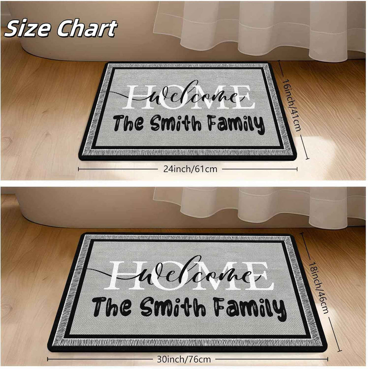 Ship Next Day, Personalized Door Mat, Custom Doormat with Family Name, Housewarming Gifts, Wedding Gifts for Couple, Customized Door Mat for Outdoor Decor, Anti-Slip Backing