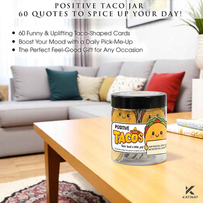 Positive Taco Jar 60 Positive Affirmation Cards Funny Birthday Gifts for Women Men Son Dad Mom Daughter Sister Friend Coworkers Student Teacher Back to School Gifts Mexican Fiesta Party Decorations