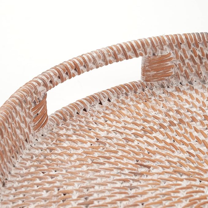Round Woven Rattan Serving Tray - Field & Blessing