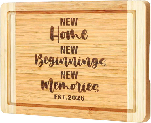 House Warming Gift New Home 2026,Engraved Cutting Board New Home Gift Ideas | New Beginnings Gifts for Women Men Couple New Homeowner Closing New Apartment Essentials New Memories