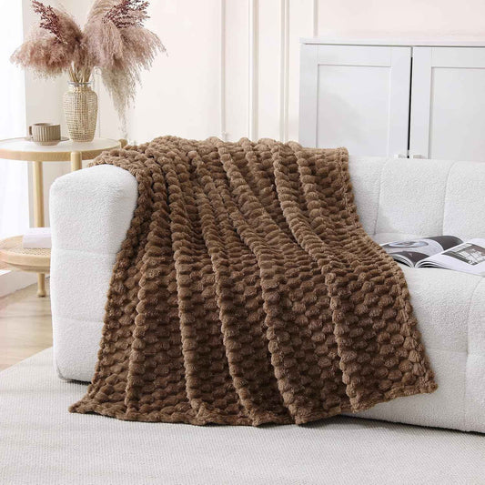 Brown Plush Fleece Throw Blanket