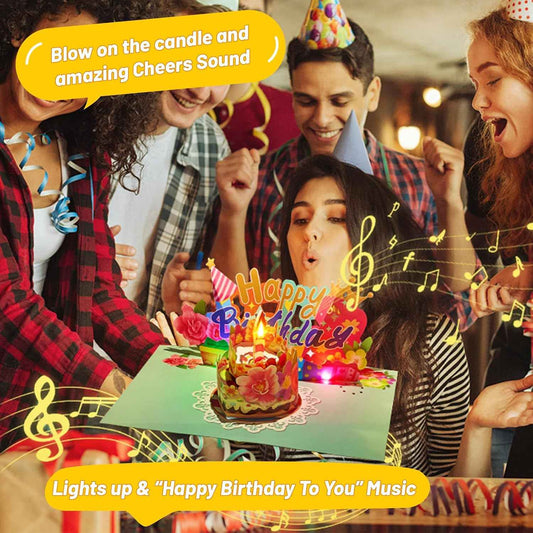 Airpark Birthday Card, Pop Up Birthday Cards for Women Light and Music | With Blow-Out Candle, 3D Interactive Birthday Greeting Card, Unique Birthday Gifts for Women, Mom, Wife, Friends