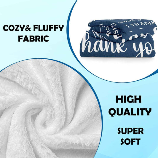 Thank You Gifts, Thank You Blanket 60"X50" Blue, Appreciation Gifts | Thank You Gifts for Women Men, Thank You Gift for Coworker Teacher, Employee Appreciation Gifts, Inspirational Birthday Gift