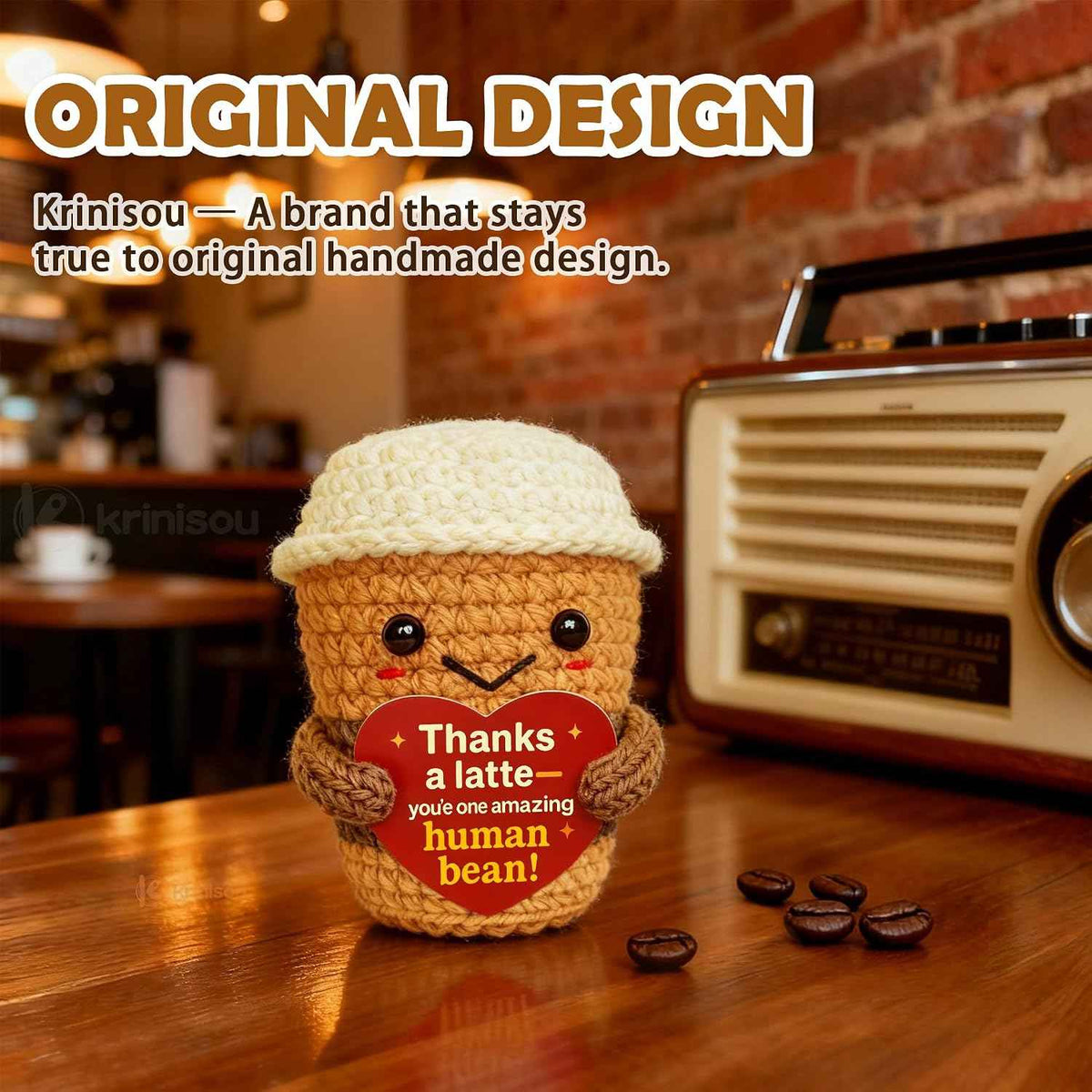 Thank You Appreciation Gift for Women Men Coworkers Teachers Friends | Cute Handmade Crochet “Thanks a Latte” Coffee Cup Plush for Coffee Lovers