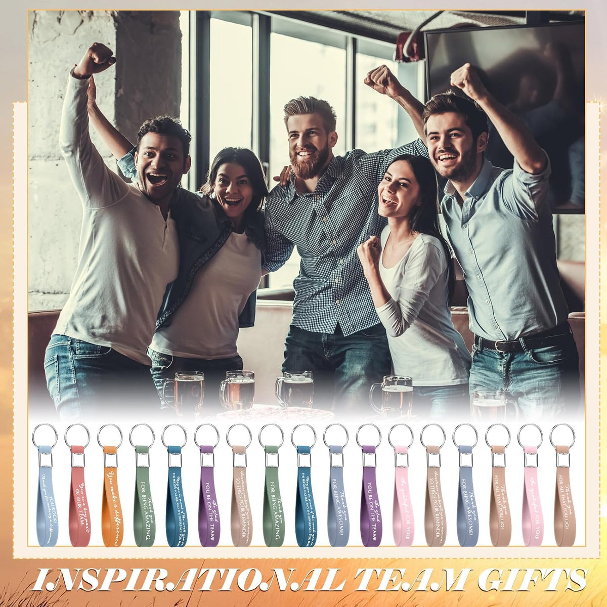 Nosiny 30 Pcs Thank You Gifts Bulk Keychains Employee Appreciation | Back to School Teacher Gifts, Housekeeping DSP EVS Week Inspirational Silicone Keyring for Staff Coworkers Office Team
