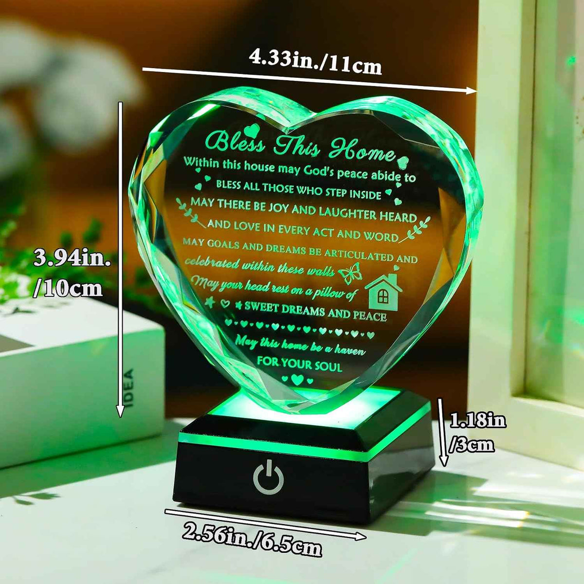 Arikyrist House Warming Gifts New Home Crystal Heart Keepsake with LED Base Housewarming Gifts for Women Men House Warming Gifts Couple Presents Home Blessing Warm Gift New Apartment