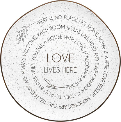 Pavilion Gift Company - Love Lives Here - 10.5" Serving Tray Platter Plate Thanksgiving Fall Serveware Friendship Family Housewarming Apartmentwarming