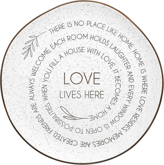 Pavilion Gift Company - Love Lives Here - 10.5" Serving Tray Platter Plate Thanksgiving Fall Serveware Friendship Family Housewarming Apartmentwarming