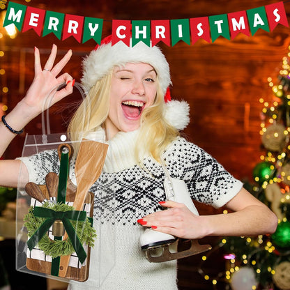 6 Set Christmas Kitchen Utensils Gift Bulk Cheese Charcuterie Board Kit Knife Set Holiday Wreath for Christmas Kitchen Holiday Gift Party Decor Xmas Party Decor Friends Family Lover Presents