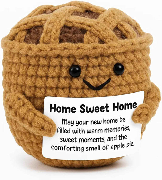 Housewarming Gifts New Home, Cute Crochet Apple Pie Plush, Unique New Homeowner Present for Couple, Women, Sentimental Handmade Kitchen Decor, First Home Gift
