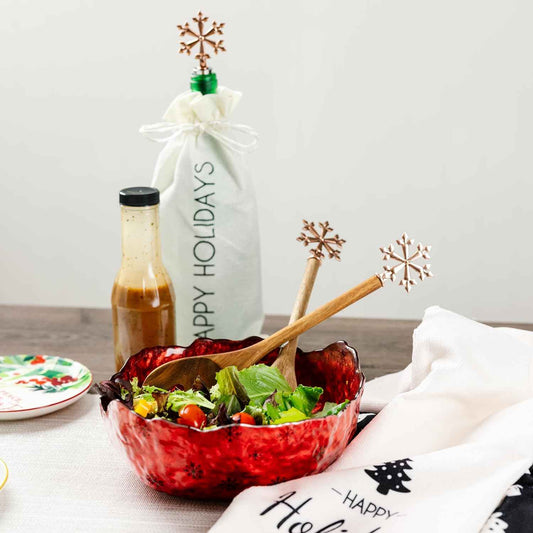 Pavilion - 13" Spork & Spoon Snowflake - Holiday Winter Seasonal Christmas Kitchen Serving Utensils Mixing Gift Hostess Present