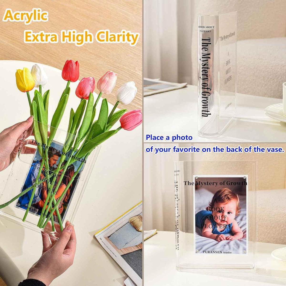 Acrylic Book-Shaped Photo Vase