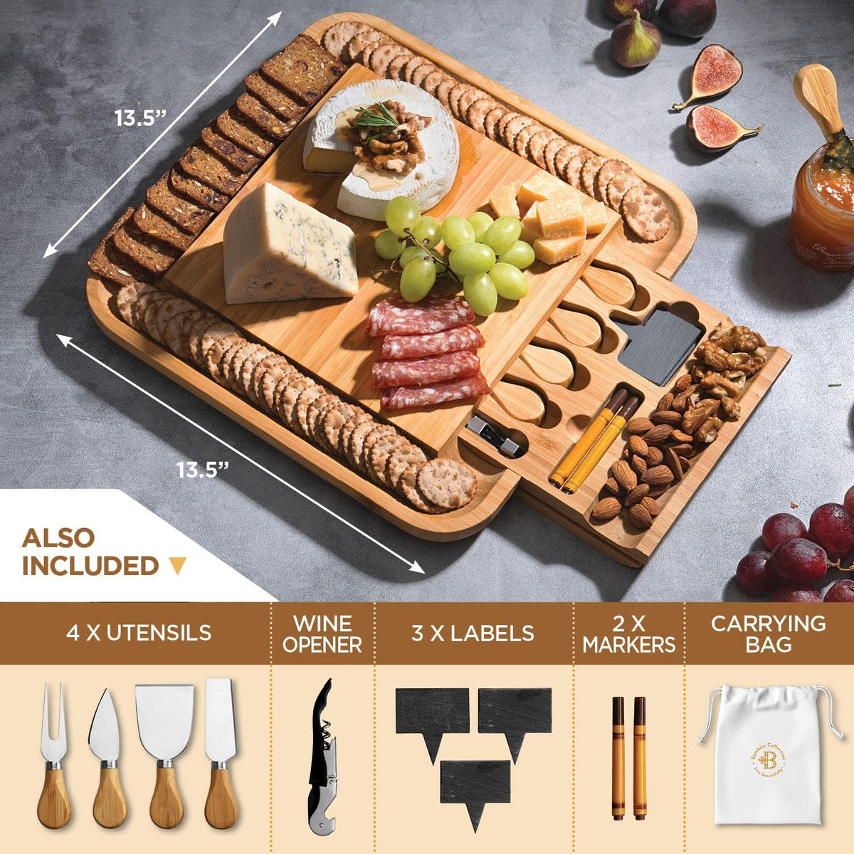 Charcuterie Board and Bread Slicer Set Bundle - Perfect for Entertaining and Baking