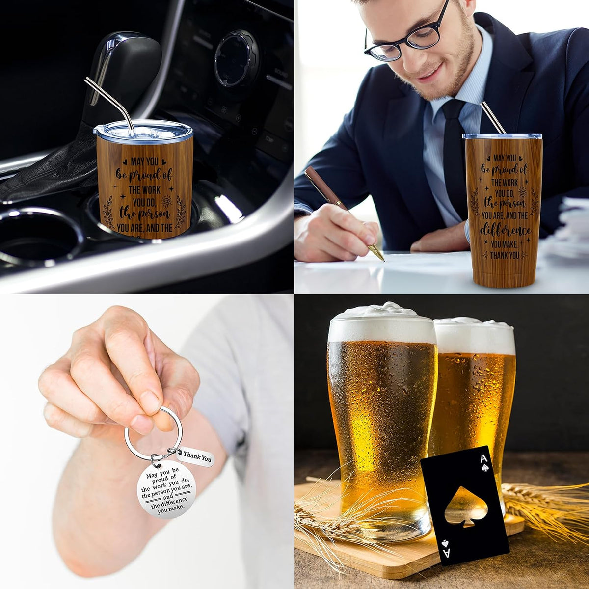 JTAMOHI 9 Pcs Employee Appreciation Gifts for Men, Best Coworker Appreciation Gifts with 20 Oz Tumbler, Leather Journal Notebook, Socks, Acrylic Award Plaque Sign, Thank You Gift for Employee
