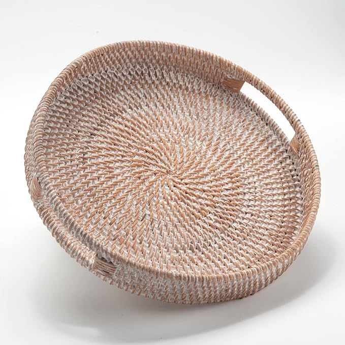 Round Woven Rattan Serving Tray - Field & Blessing