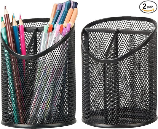 Two-Pack Three-Compartment Mesh Pen Holders - Field & Blessing
