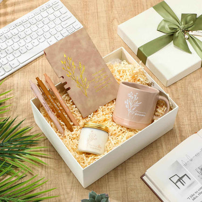 Didaey 7 Pcs Employees Appreciation Gifts Back to School Thank You Gifts for Teacher Women Men Coworker Thank You for Being Awesome Journal Mug Candle Pens for Staff Nurse (Kaki)
