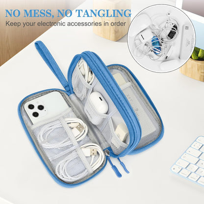 FYY Electronic Organizer, Travel Tech Pouch Bag, Cable Organizer Cyan