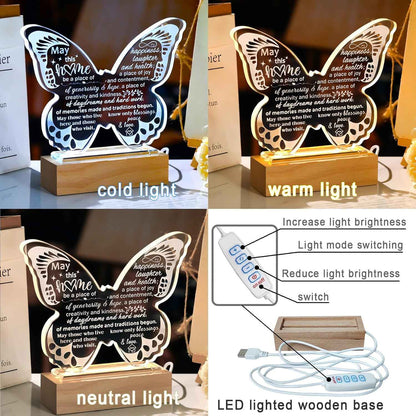House Warming Gifts for New Home, Crystal Butterfly Plaque Night Light | House Warming Gifts for Couple, Women, Men, House Warming Gifts New Apartment, Housewarming Gifts New Home, New Home Decor