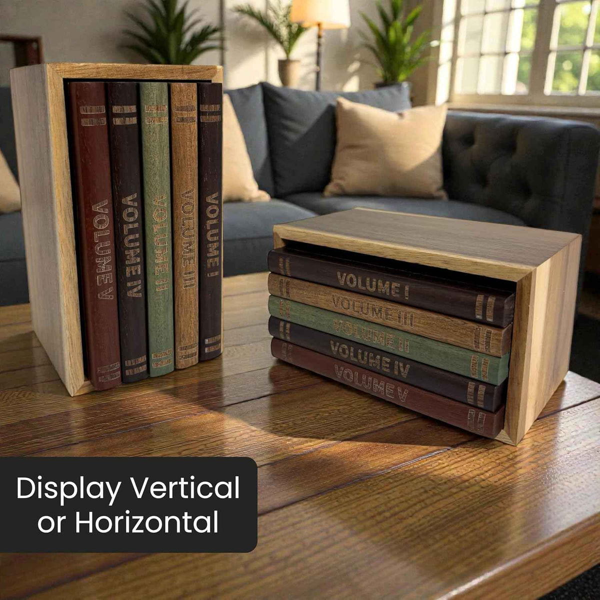 Acacia Book-Style Coaster Library, Set of 5