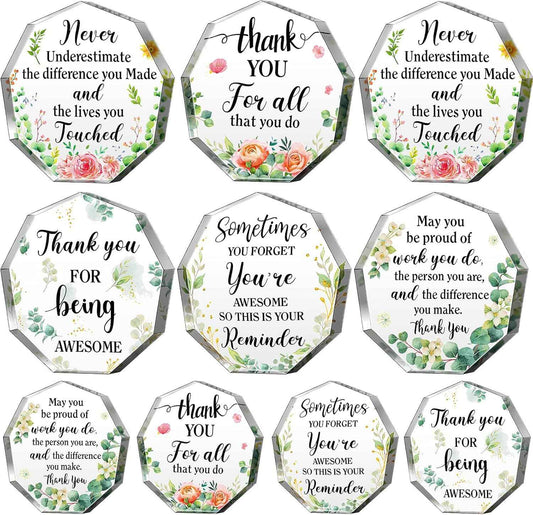 10 Pcs Thank You Gifts for Women Men 2.36 Inch Acrylic Award Plaque Personalized Appreciation Gifts for Graduation Teacher Coworker Employee Nurses Doctor Friend, 5 Styles