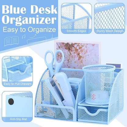 11-Piece Blue Desk Organizer Set - Field & Blessing