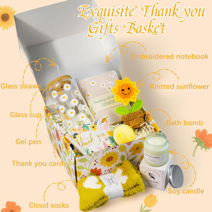Thank You Gifts for Women, 10PCS Principal Appreciation Gifts, Employee Appreciation Gifts, Teacher Appreciation Gifts for Mom Coworkers Nurse Friend Boss with Thank You Cards &16oz Cup